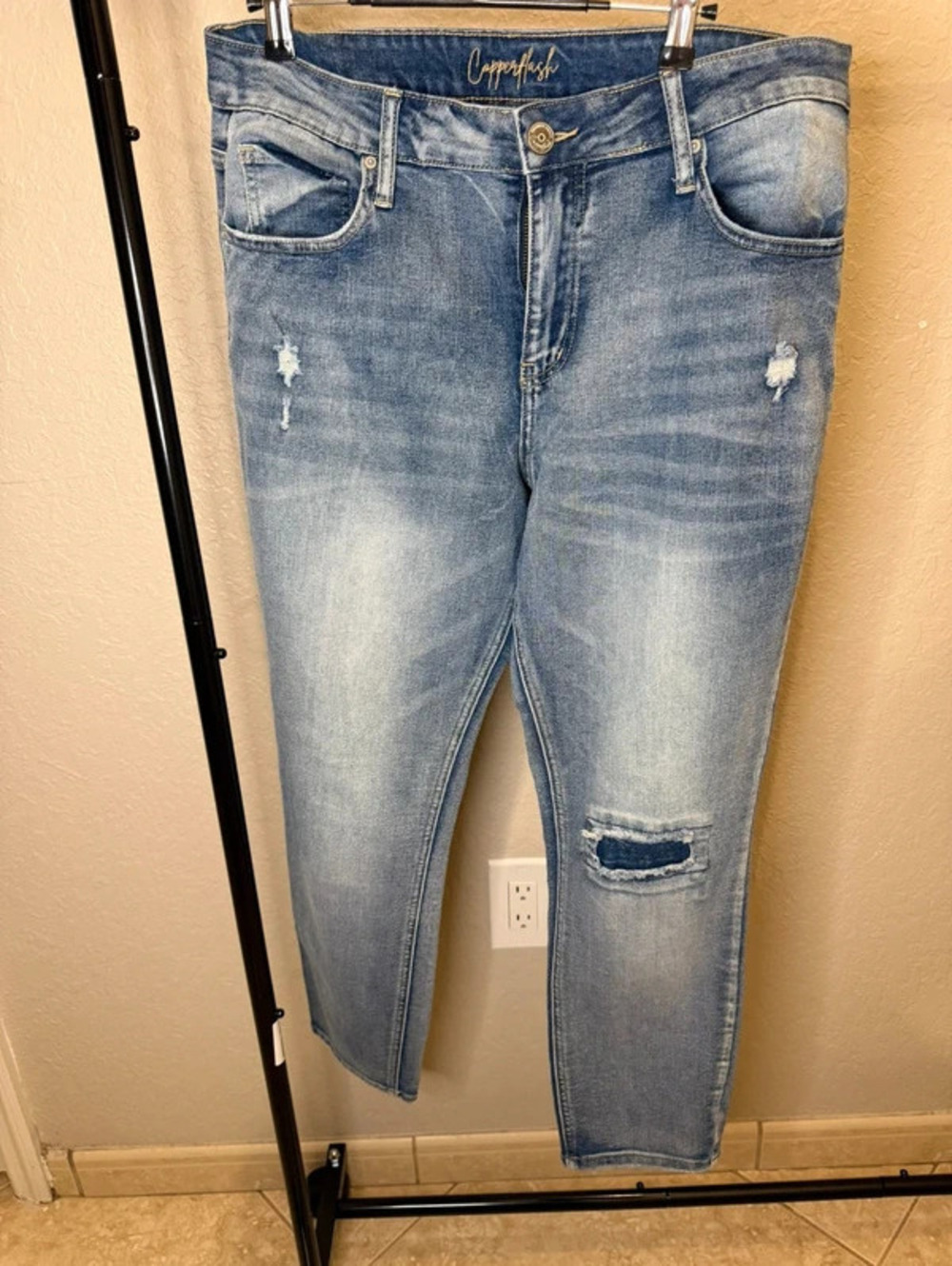 Copperflash High-Rise Distressed Ankle Skinny Jeans - Size 12
